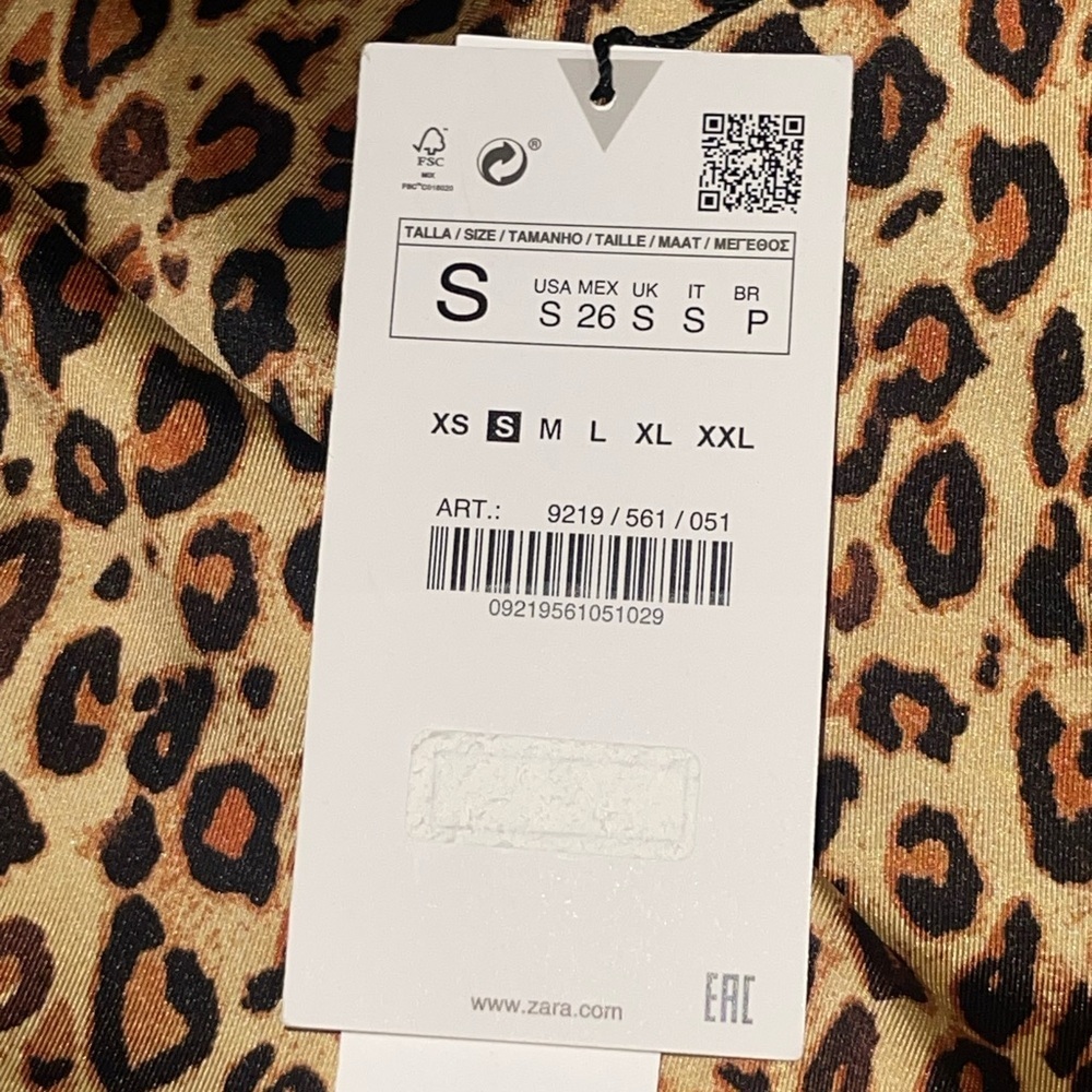 NEW Zara SATIN EFFECT Tank Leopard Print CHAIN STRAP Adjustable Cowl Neck Small - Picture 3 of 7